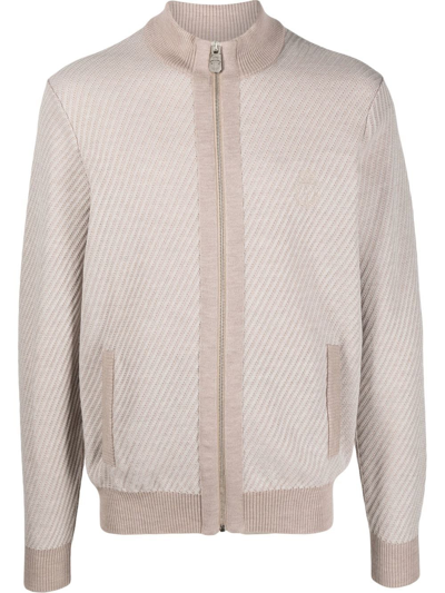 Billionaire Zipped-up Knit Bomber Jacket In Nude