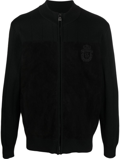 Billionaire Embroidered-logo Detail Knit Jacket In Schwarz