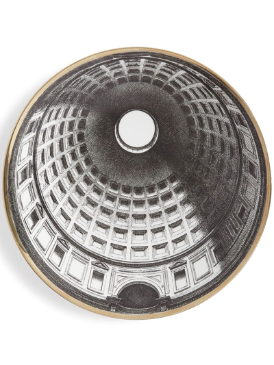 Fornasetti Cupola Pantheon Roma Plate In Schwarz