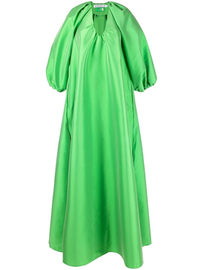 Bernadette Green George Puff Sleeve Gown