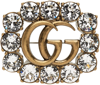 Gucci Gold Tone Gg Crystal Brooch In 8062 0933/crystal