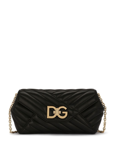 Dolce & Gabbana Dg Logo Quilted Shoulder Bag In Black