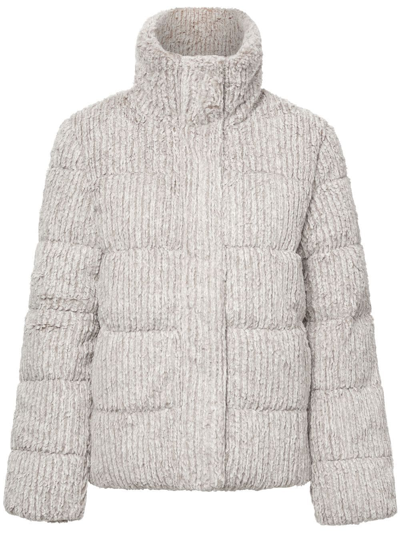 Unreal Fur Close-knit Puffer Jacket In Grey