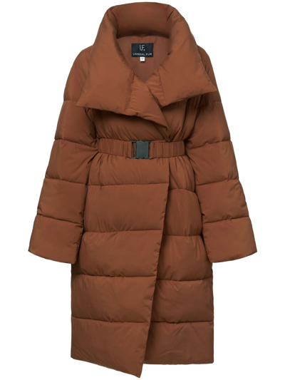 Unreal Fur Duna Wrap Padded Coat In Brown