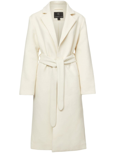 Unreal Fur Love Affair Belted Wrap Coat In White