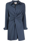 Cinq À Sept Mckenna Front Twist Long Sleeve Mini Shirtdress In Blue