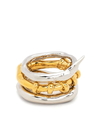 Vann Jewelry Three-layer Stack Ring In Silver