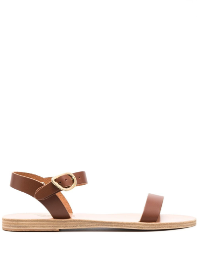 Ancient Greek Sandals Drama 皮质凉鞋 In Brown