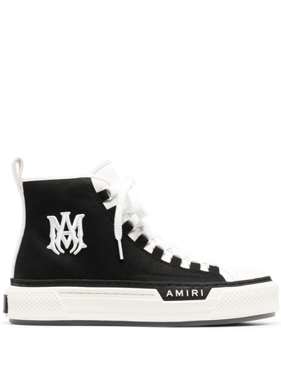 Amiri Ma Court Hi Logo-embroidered Canvas Sneakers In Black