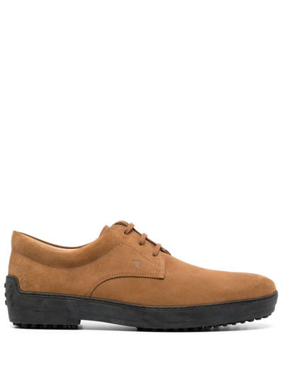 Tod's Suede Lace-up Shoes In Braun