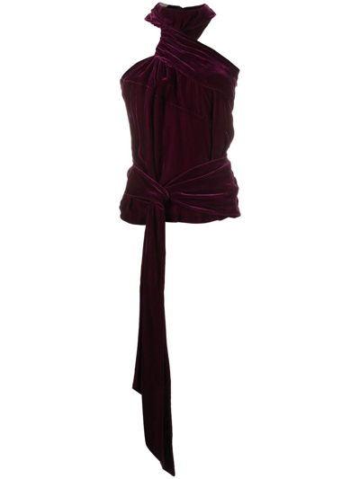 Stella Mccartney Velvet Halterneck Top In Grape