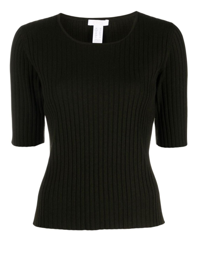 Eres Intime Ribbed-knit Top In Green