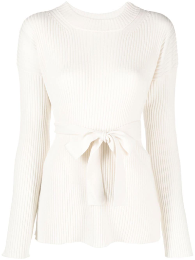 Fabiana Filippi Slit-detail Ribbed-knit Top In Weiss