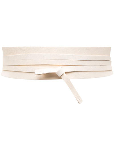 Gentry Portofino Layered-detail Leather Belt In Nude