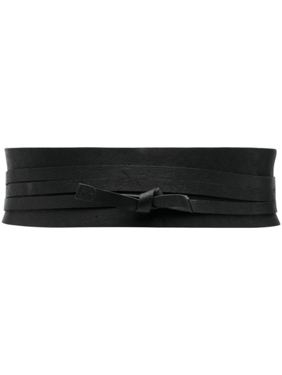 Gentry Portofino Layered-detail Leather Belt In Schwarz