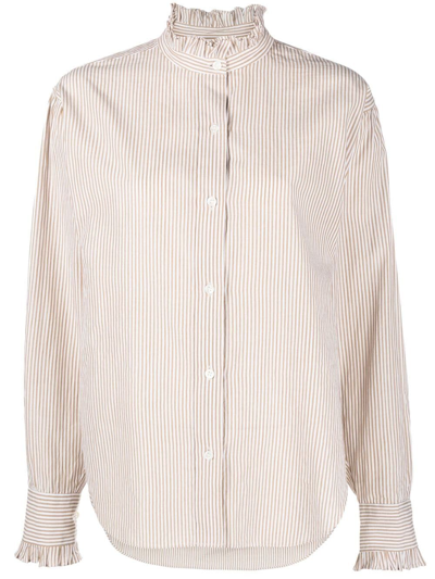 Isabel Marant Étoile Striped Ruffle-trim Shirt In Multi