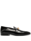VERSACE MEDUSA CHAIN-LINK LEATHER LOAFERS