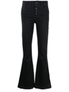 Paige Lou Lou Transcend Black Flared-leg Jeans In Black