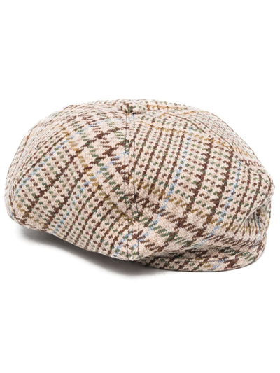 Miu Miu Tweed Baker Boy Cap In Brown