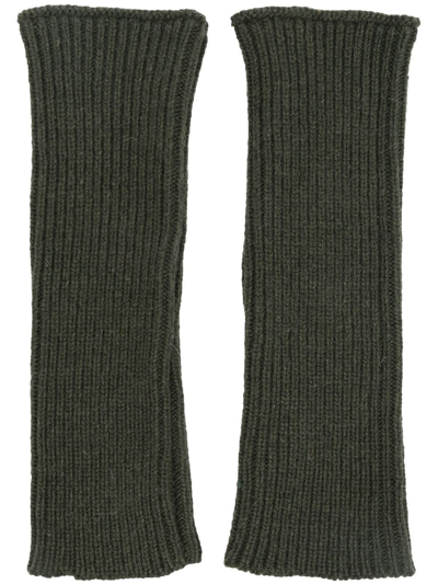 Ma'ry'ya Ribbed-knit Merino Gloves In Grün