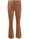 Paige Claudine Faux Leather Flare Leg Ankle Pants In Brown