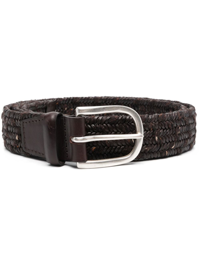 Orciani Woven Leather Belt In Braun