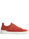Zegna Suede Low-top Sneakers In Brown