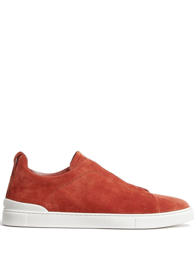 Zegna Suede Low-top Sneakers In Brown