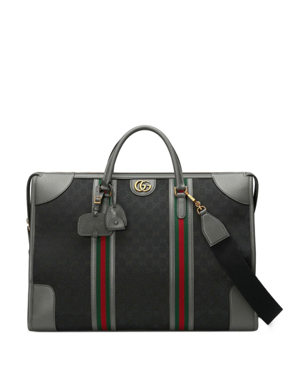 Gucci Double G Canvas Duffle Bag In Black,grey