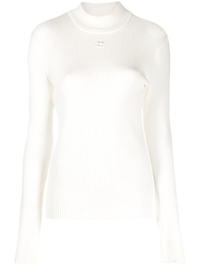 Courrèges Funnel-neck Long-sleeve Top In White