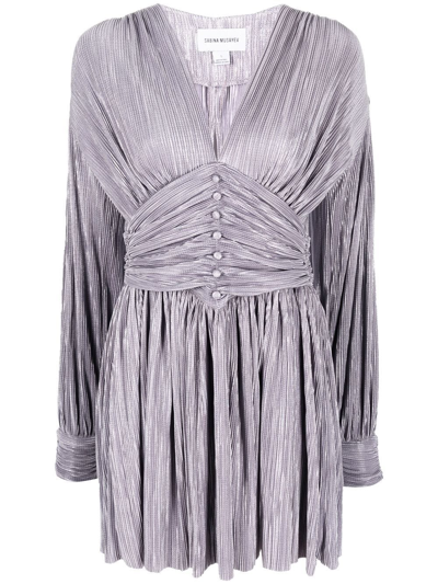 Sabina Musayev Ruched Long-sleeved Mini Dress In Grey