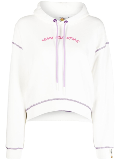*baby Milo® Store By *a Bathing Ape® Graphic-print Logo Hoodie In White