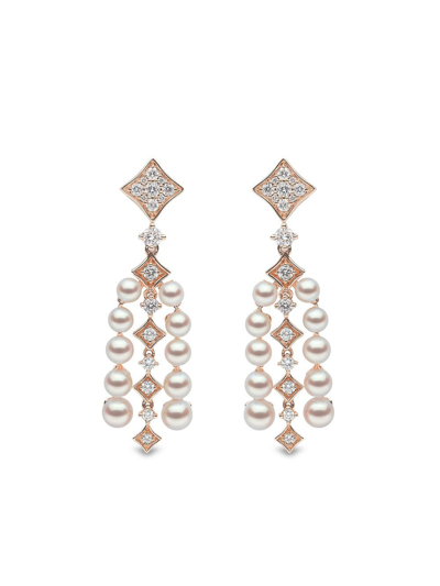 Yoko London 18kt Rose Gold Raindrop Akoya Pearl And Diamond Earrings In Rosa