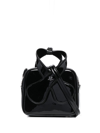Courrèges Loop Patent-finish Tote Bag In Schwarz