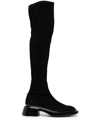 BOTH KNEE-HIGH LOW-HEEL BOOTS