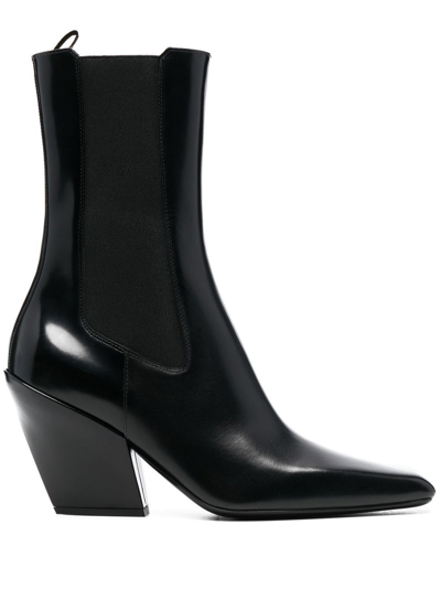 Prada Pointed Toe Slip-on Ankle Boots In Black