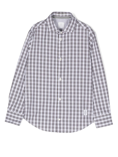 Eleventy Check-print Shirt In Grau
