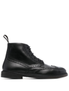 HENDERSON BARACCO BROGUE-DETAIL LEATHER BOOTS