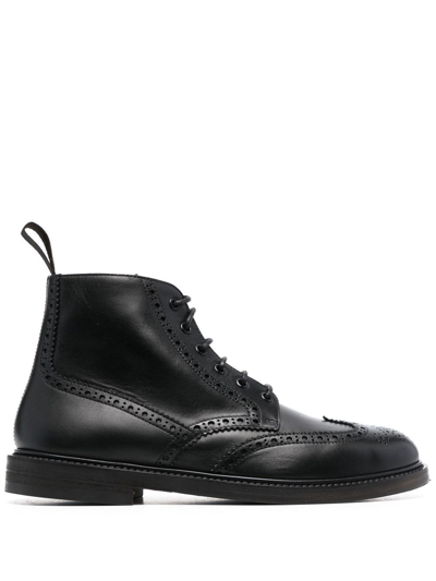 Henderson Baracco Brogue-detail Leather Boots In Schwarz