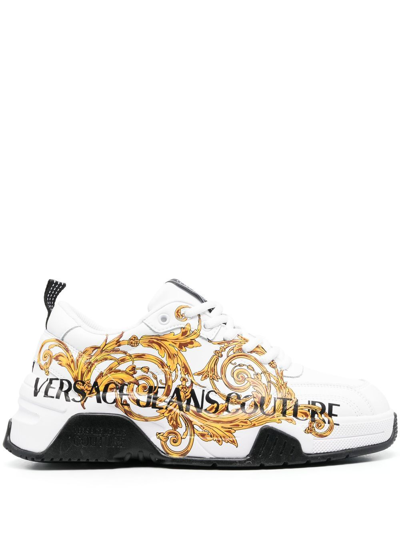 Versace Jeans Couture Stargaze Logo Couture Leather Sneakers In White