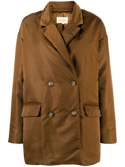 Loulou Studio Double-breasted Padded Coat In Brown