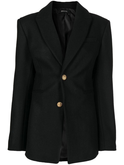 Anouki Single-breasted Wool Blazer In Black