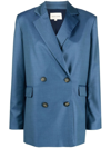 Loulou Studio Donau Double Breast Wool Blazer In Blue