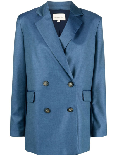 Loulou Studio Donau Double Breast Wool Blazer In Blue Melange (blue)