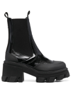 Ganni Cleated Heeled Mid Chelsea Boots In Schwarz