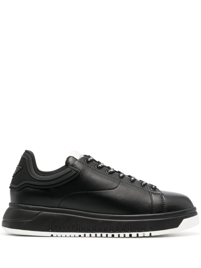 Emporio Armani Lace-up Low-top Sneakers In Schwarz