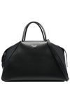 Prada Logo-plaque Leather Tote Bag In Black