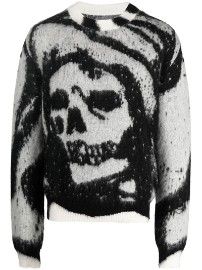 Amiri X Wes Lang Reaper Crewneck Mohair & Wool Blend Sweater In Beige
