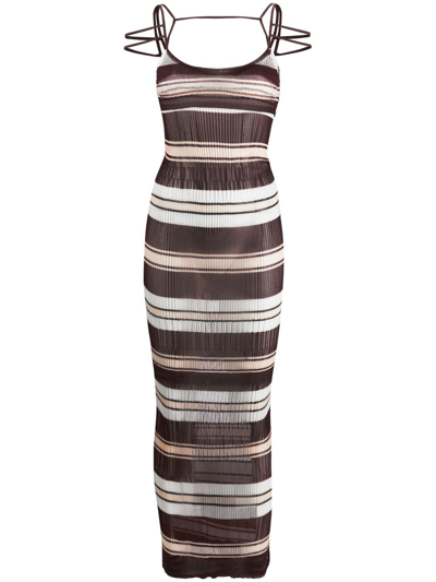 Jacquemus La Robe Sognu Sheer Recycled Tech Dress In Brown