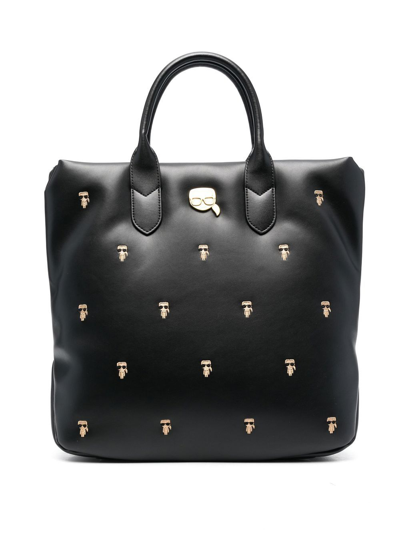 Karl Lagerfeld Logo-studded Tote Bag In Black